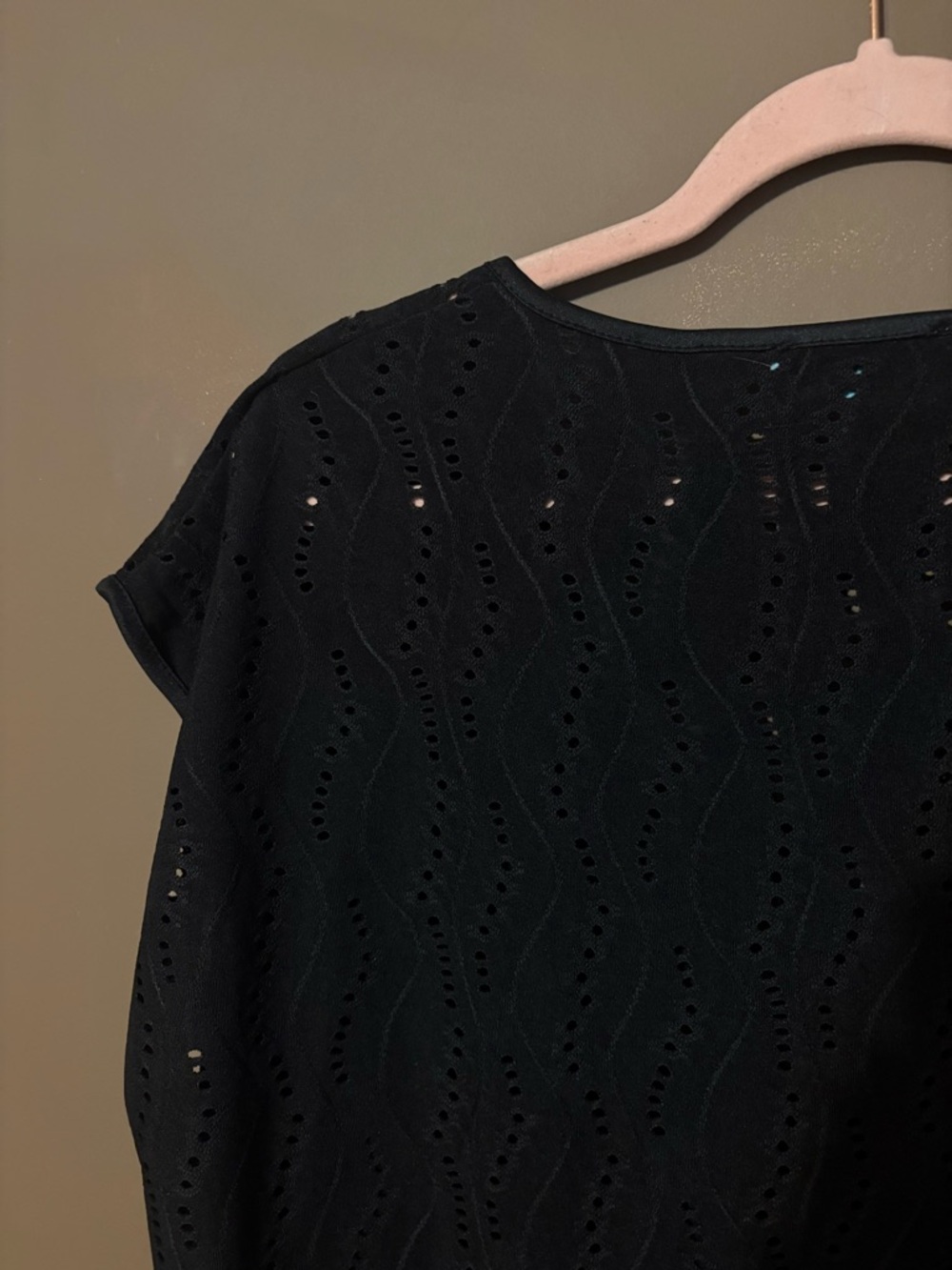 Black Eyelet V-Neck Swim Coverup - Picture 5 of 6